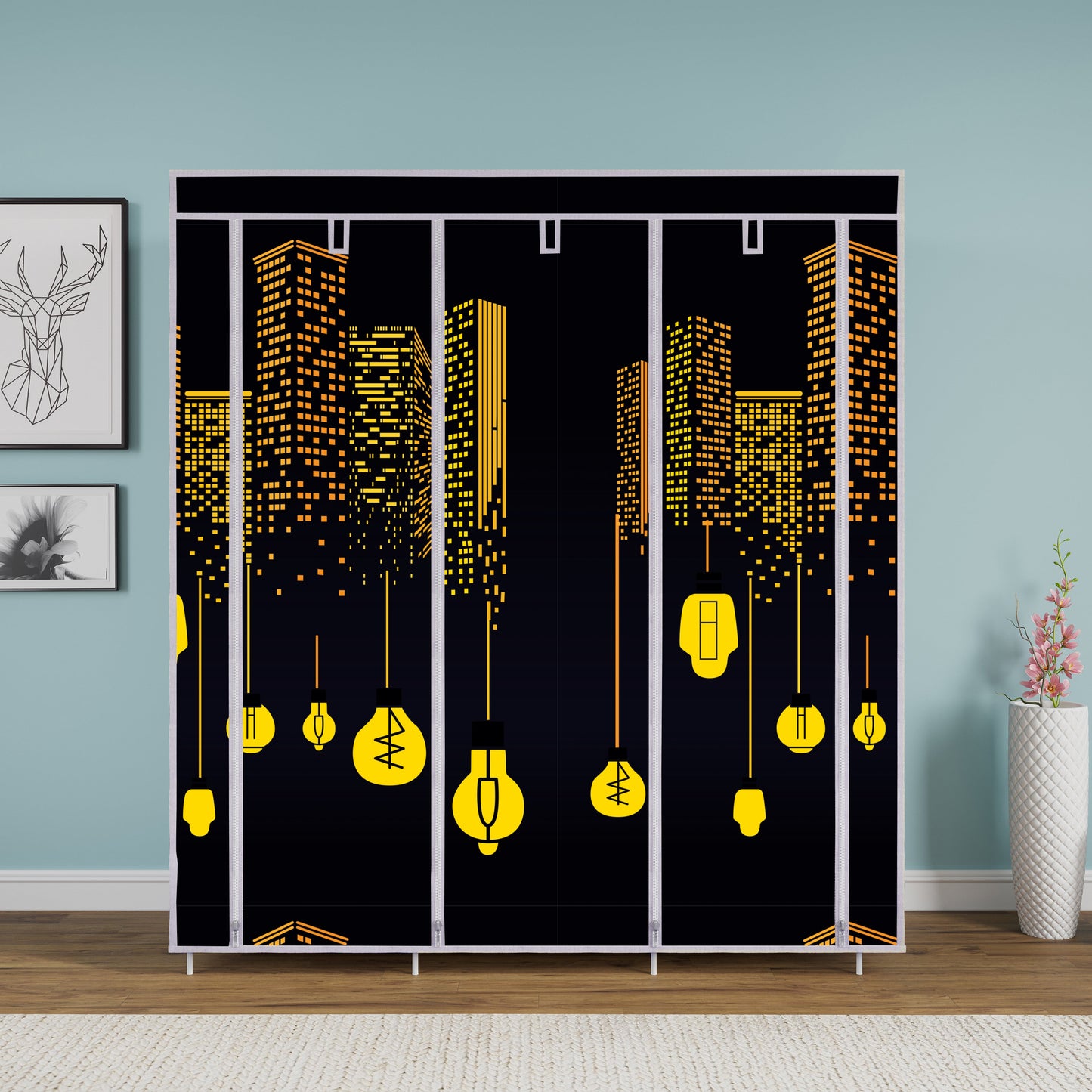 FurnishBite - D2 Printed Carbon Steel Collapsible Wardrobe ( 11 Black, DIY(Do-It-Yourself)