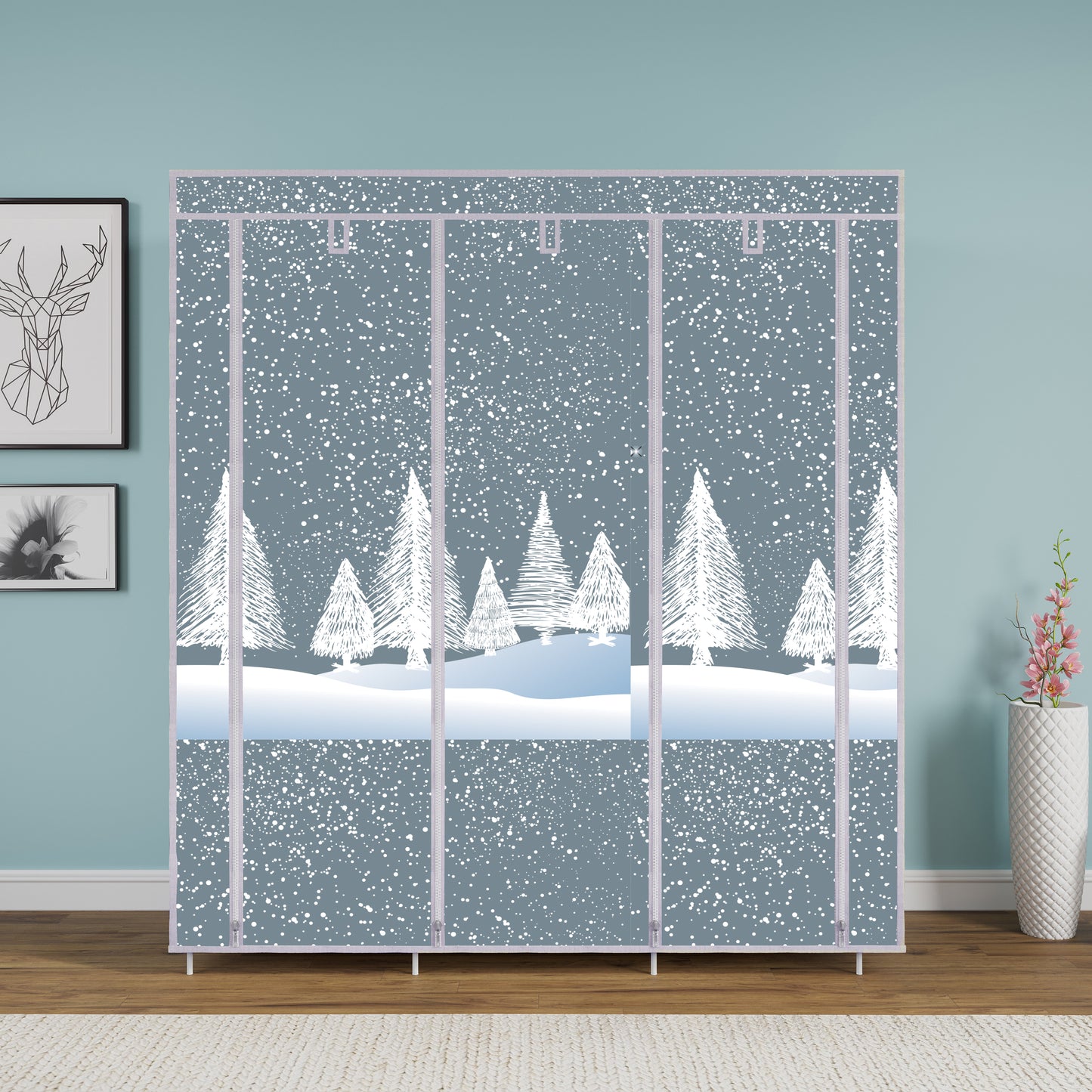 FurnishBite - D2 Printed Carbon Steel Collapsible Wardrobe (13 Grey, DIY(Do-It-Yourself)