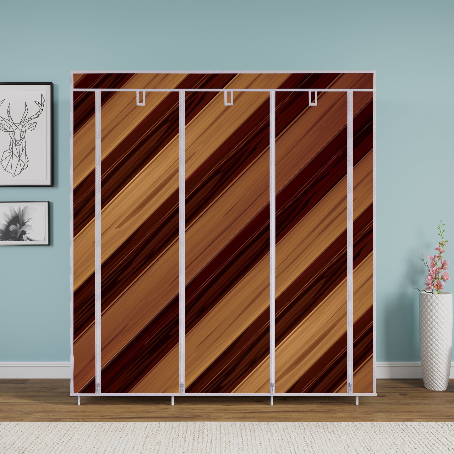 FurnishBite - D2 Printed Carbon Steel Collapsible Wardrobe ( 14 Brown, DIY(Do-It-Yourself)