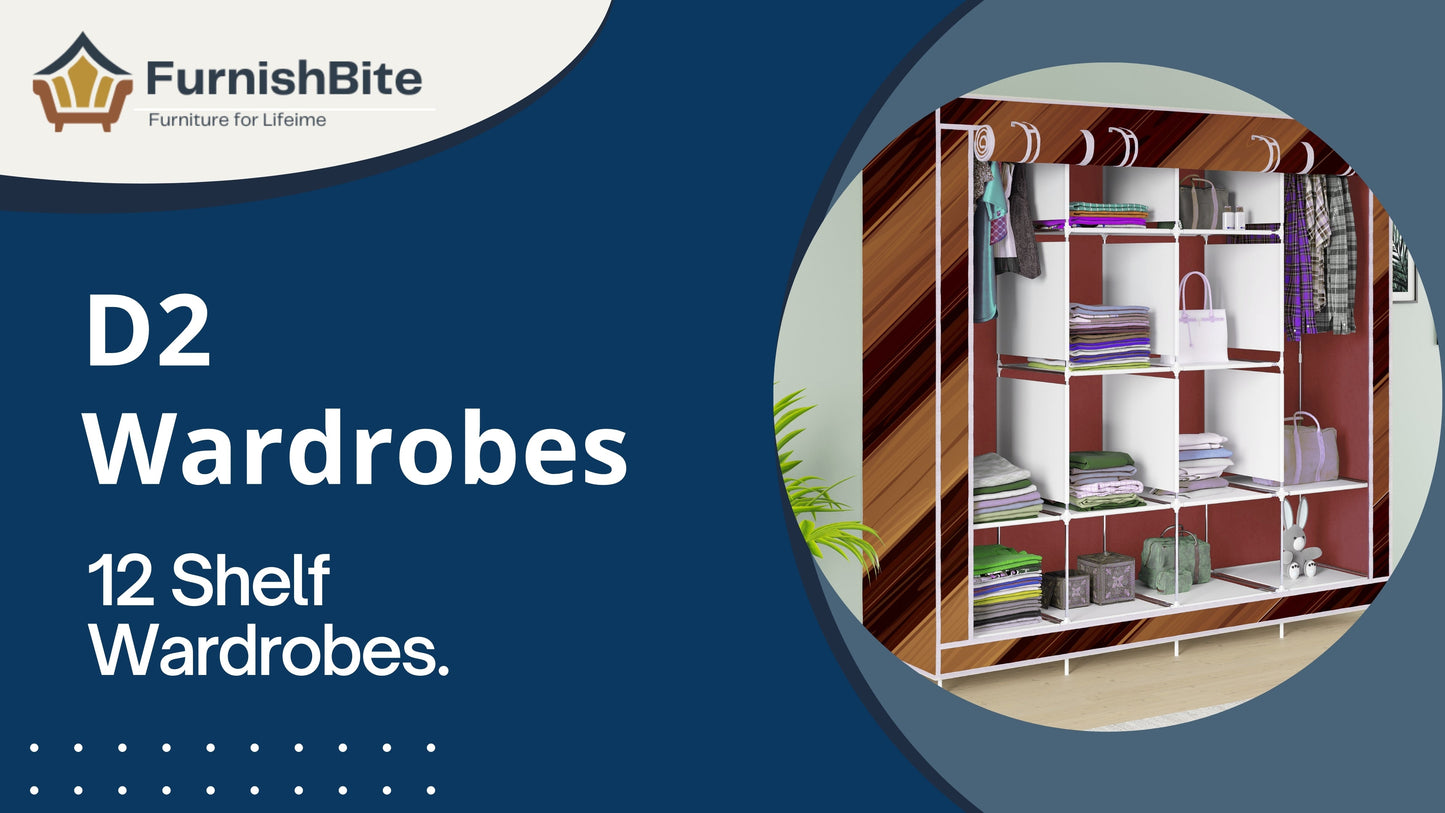 FurnishBite - D2 Printed Carbon Steel Collapsible Wardrobe ( 11 Black, DIY(Do-It-Yourself)