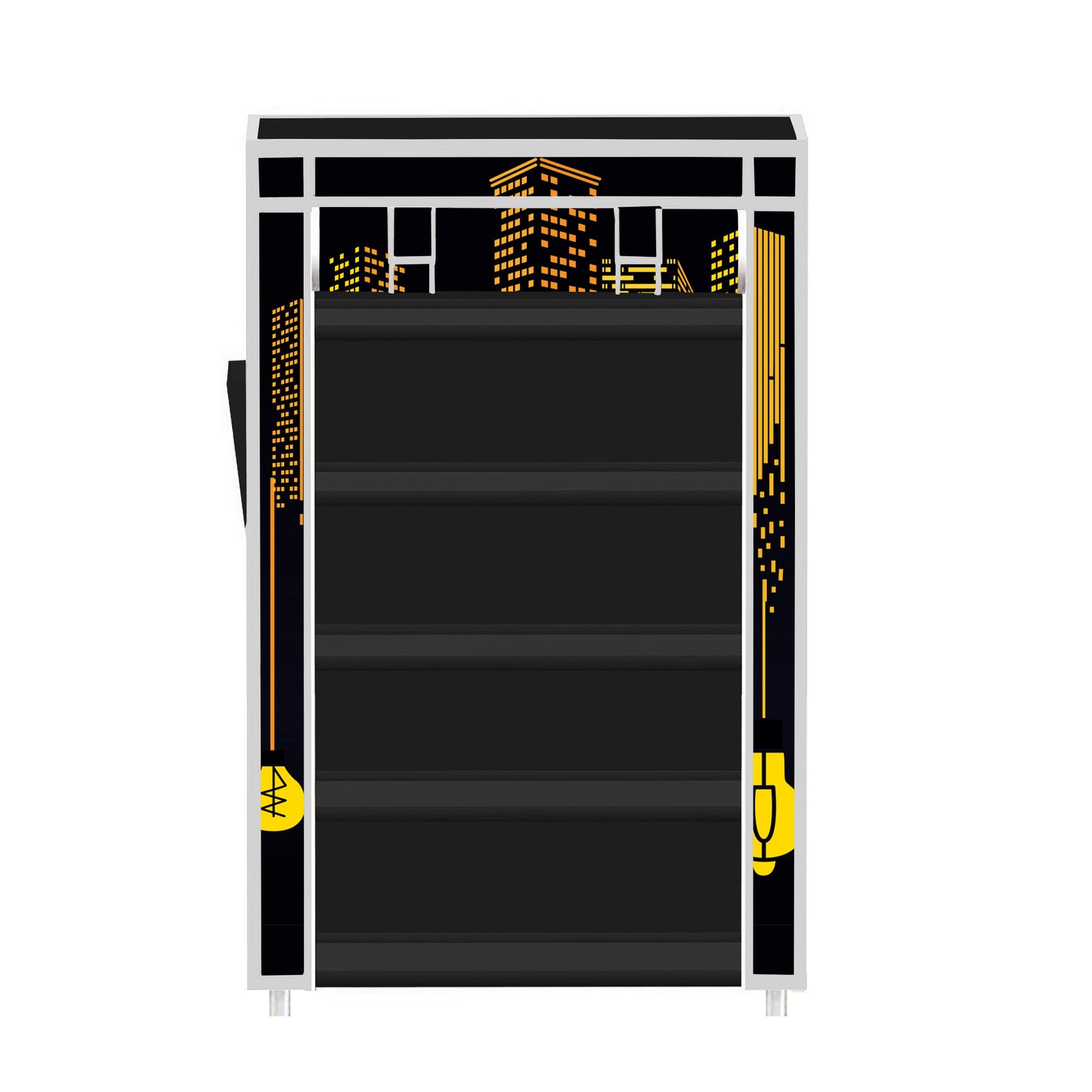 FurnishBite A5 5 Layer Collapsible Shoe Rack (Color - 11 Black, DIY)