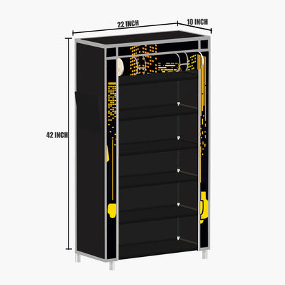 FurnishBite A6 6 Layer Collapsible Shoe Rack (Color - 11 Black, DIY)