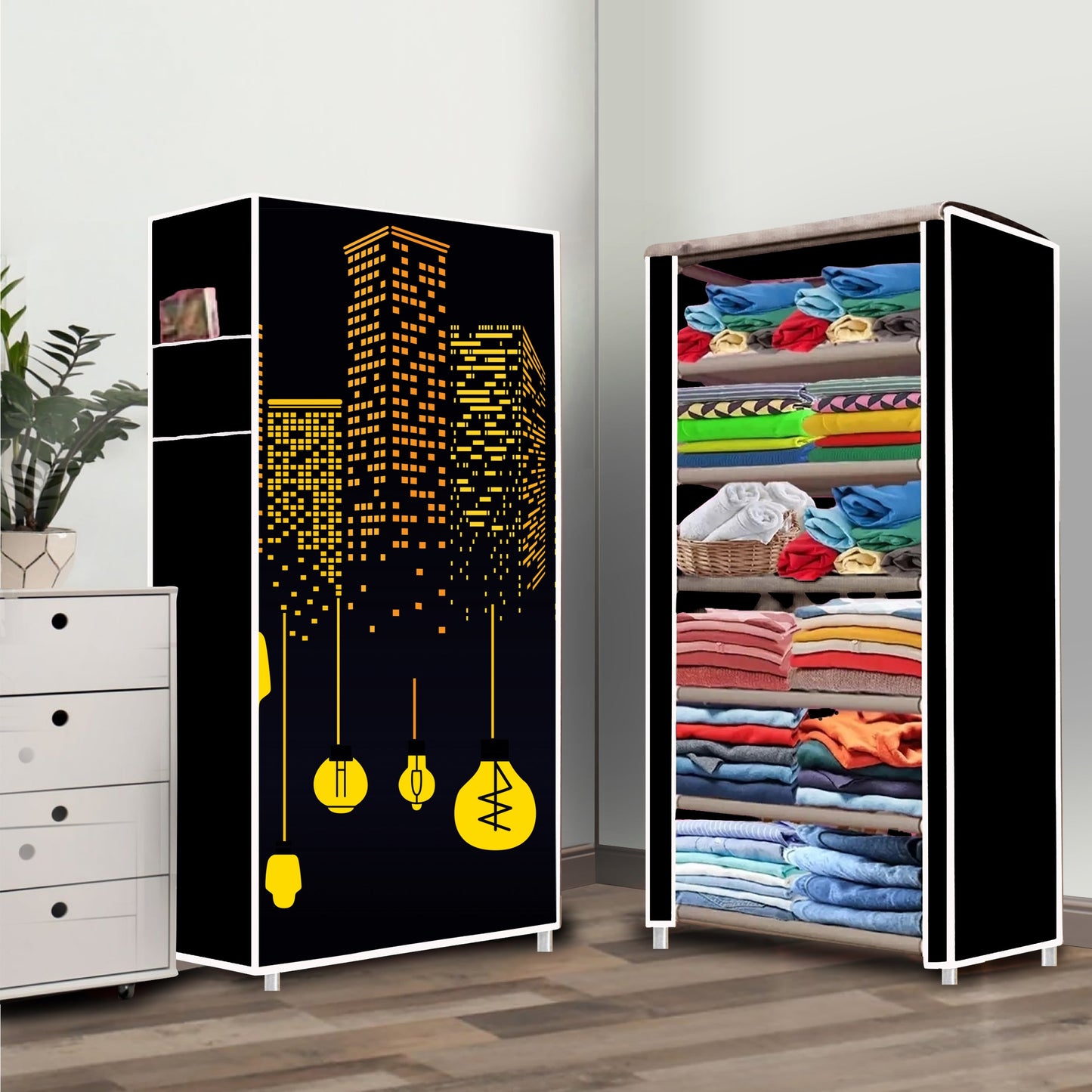 FurnishBite A6 6 Layer Collapsible Shoe Rack (Color - 11 Black, DIY)