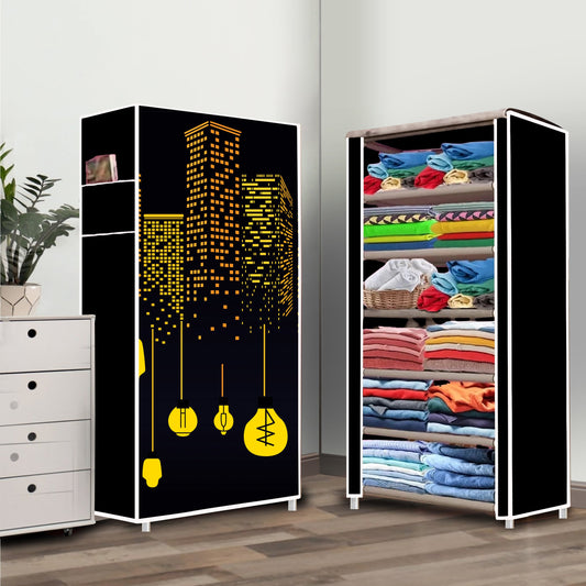 FurnishBite A6 6 Layer Collapsible Shoe Rack (Color - 11 Black, DIY)