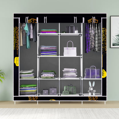 FurnishBite - D2 Printed Carbon Steel Collapsible Wardrobe  ( 11 Black, DIY(Do-It-Yourself)