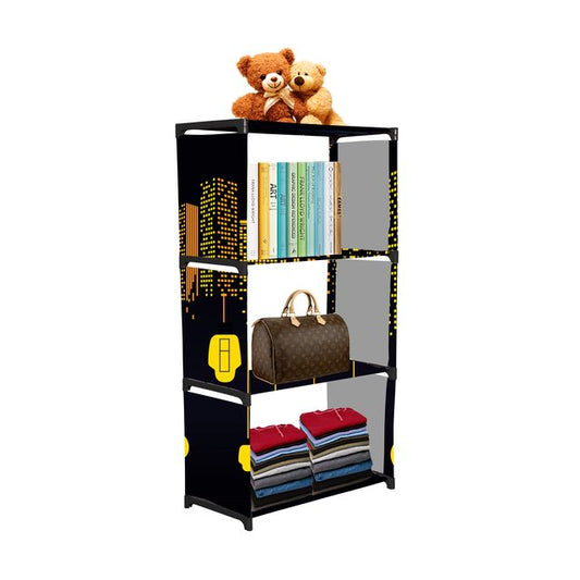 FurnishBite A4 4 Layer Collapsible Bookshelf for storing (Books, collectibles etc) (Color 11 Black DIY)