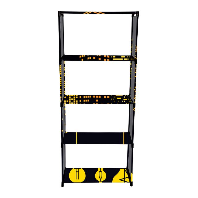 FurnishBite A5 5 Layer Collapsible Bookshelf for storing (Books, collectibles etc) (Color 11 Black, DIY)