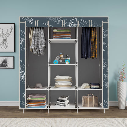 FurnishBite - C1 Printed Carbon Steel Collapsible Wardrobe  ( 12 Grey, DIY(Do-It-Yourself)