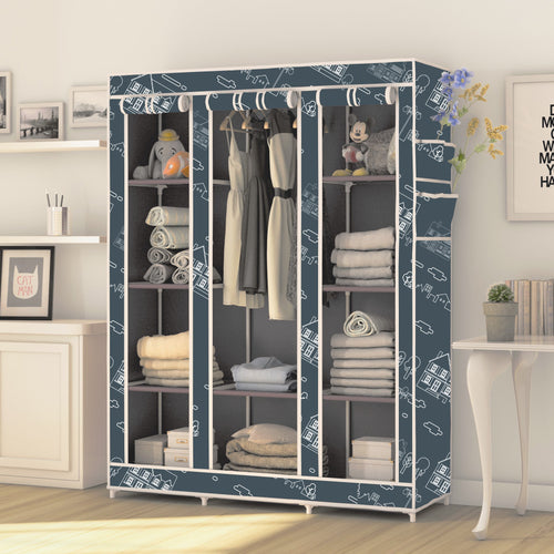 FurnishBite - C2 Printed Carbon Steel Collapsible Wardrobe  ( 12 Grey, DIY(Do-It-Yourself)