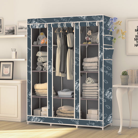 FurnishBite - C2 Printed Carbon Steel Collapsible Wardrobe  ( 12 Grey, DIY(Do-It-Yourself)