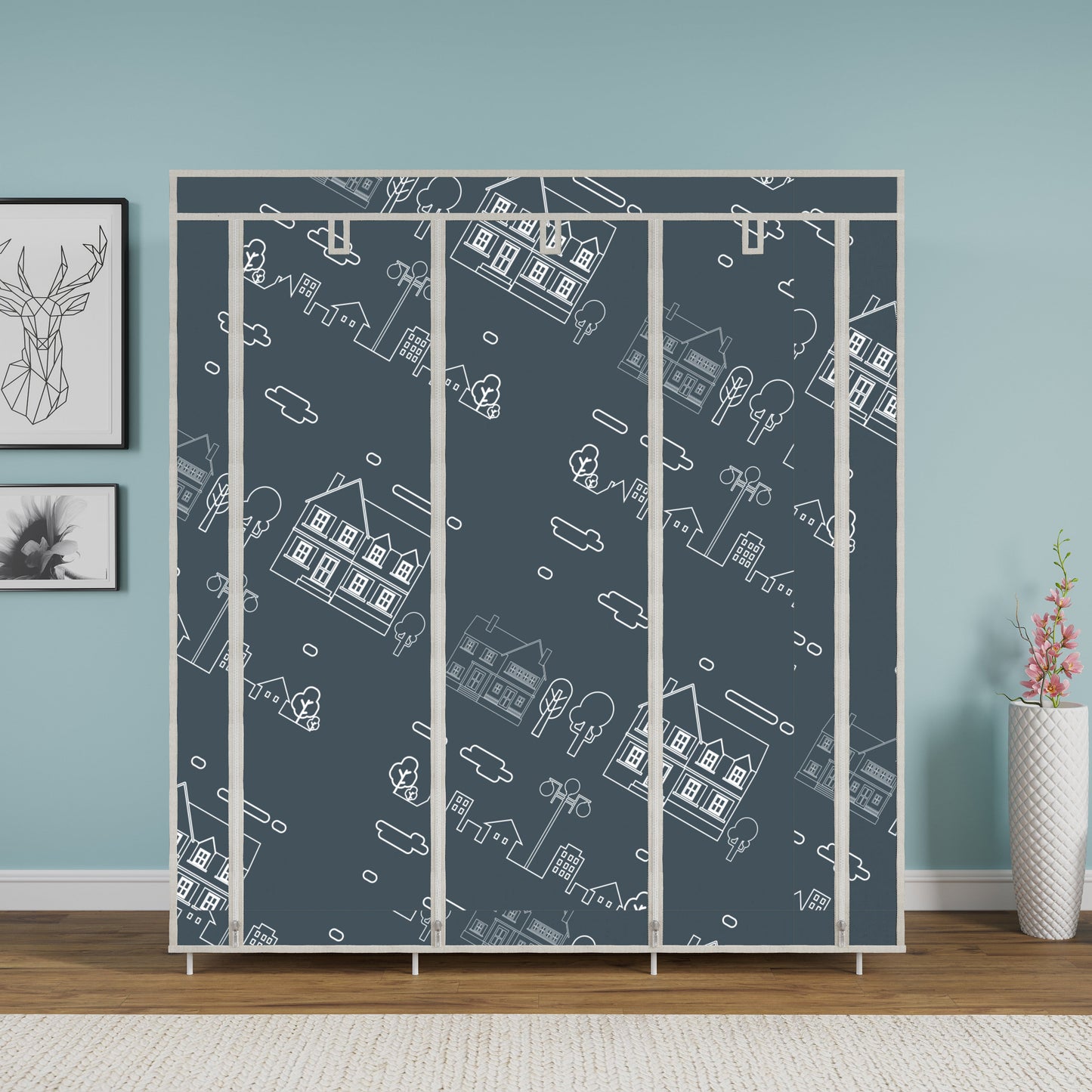 FurnishBite - C1 Printed Carbon Steel Collapsible Wardrobe  ( 12 Grey, DIY(Do-It-Yourself)