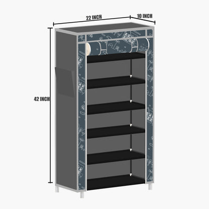 FurnishBite A6 6 Layer Collapsible Shoe Rack (Color - 12 Grey, DIY)
