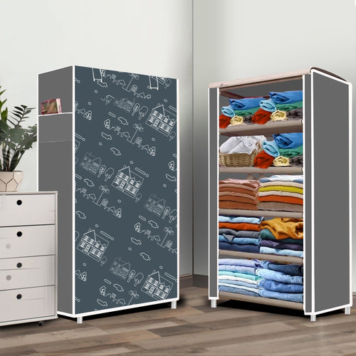 FurnishBite A5 5 Layer Collapsible Shoe Rack (Color - 12 Grey, DIY)