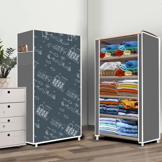 FurnishBite A5 5 Layer Collapsible Shoe Rack (Color - 12 Grey, DIY)