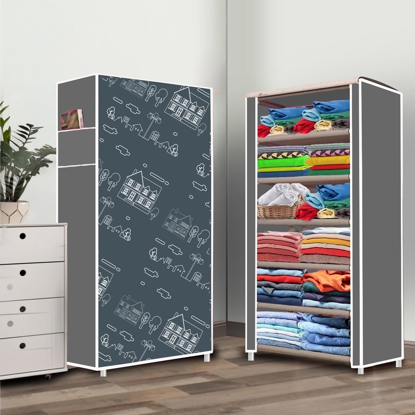 FurnishBite A6 6 Layer Collapsible Shoe Rack (Color - 12 Grey, DIY)