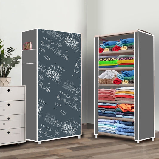 FurnishBite A6 6 Layer Collapsible Shoe Rack (Color - 12 Grey, DIY)