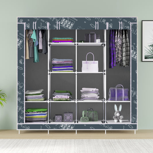 FurnishBite - D2 Printed Carbon Steel Collapsible Wardrobe  ( 12 Grey, DIY (Do-It-Yourself)