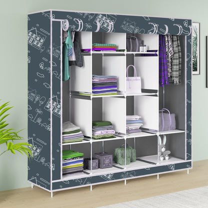 FurnishBite - D2 Printed Carbon Steel Collapsible Wardrobe  ( 12 Grey, DIY (Do-It-Yourself)