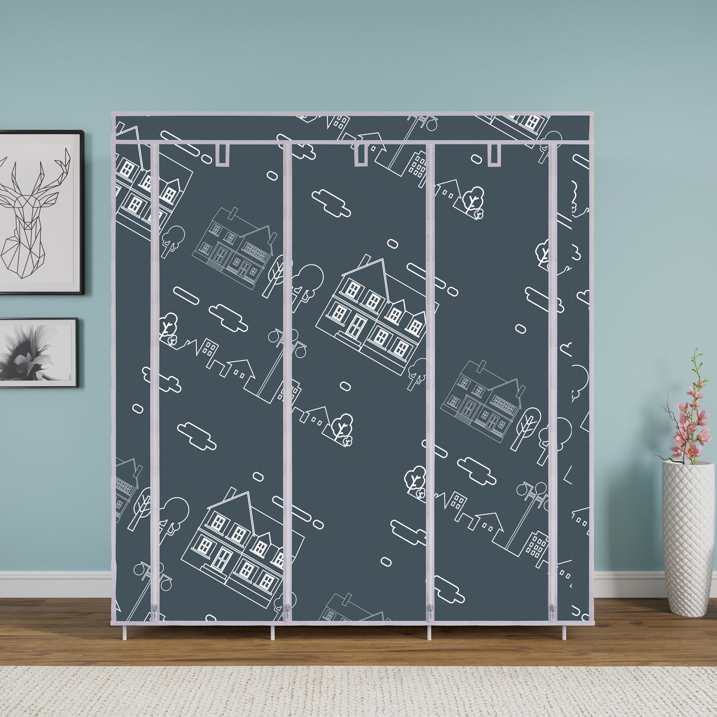 FurnishBite - D2 Printed Carbon Steel Collapsible Wardrobe  ( 12 Grey, DIY (Do-It-Yourself)