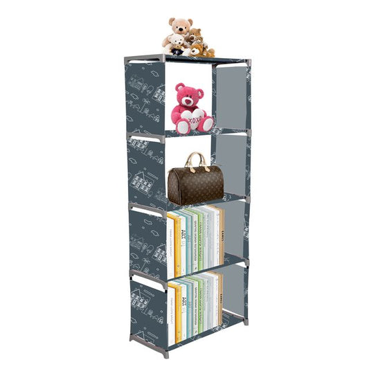 FurnishBite A5 5 Layer Collapsible Bookshelf for storing (Books, collectibles etc) (Color 12 Grey, DIY)