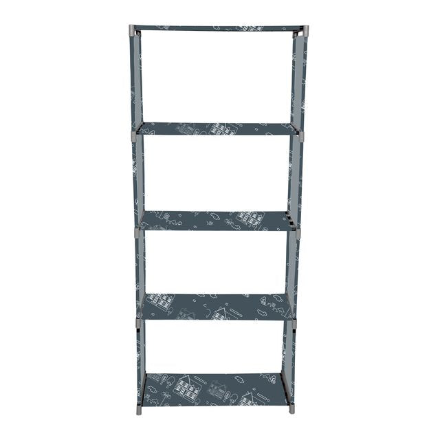 FurnishBite A5 5 Layer Collapsible Bookshelf for storing (Books, collectibles etc) (Color 12 Grey, DIY)
