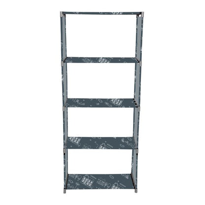 FurnishBite A5 5 Layer Collapsible Bookshelf for storing (Books, collectibles etc) (Color 12 Grey, DIY)