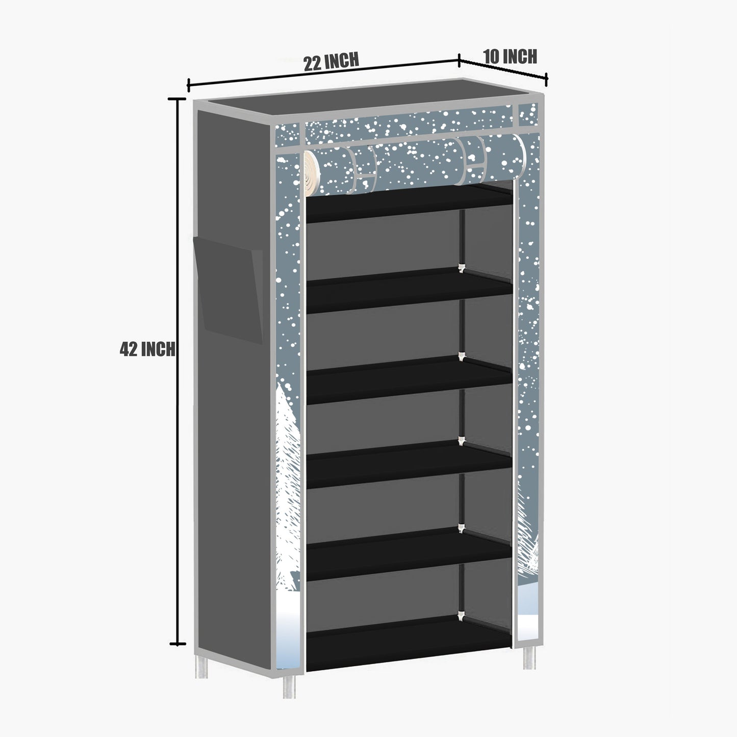 FurnishBite A6 6 Layer Collapsible Shoe Rack (Color - 13 Grey, DIY)