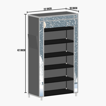 FurnishBite A6 6 Layer Collapsible Shoe Rack (Color - 13 Grey, DIY)