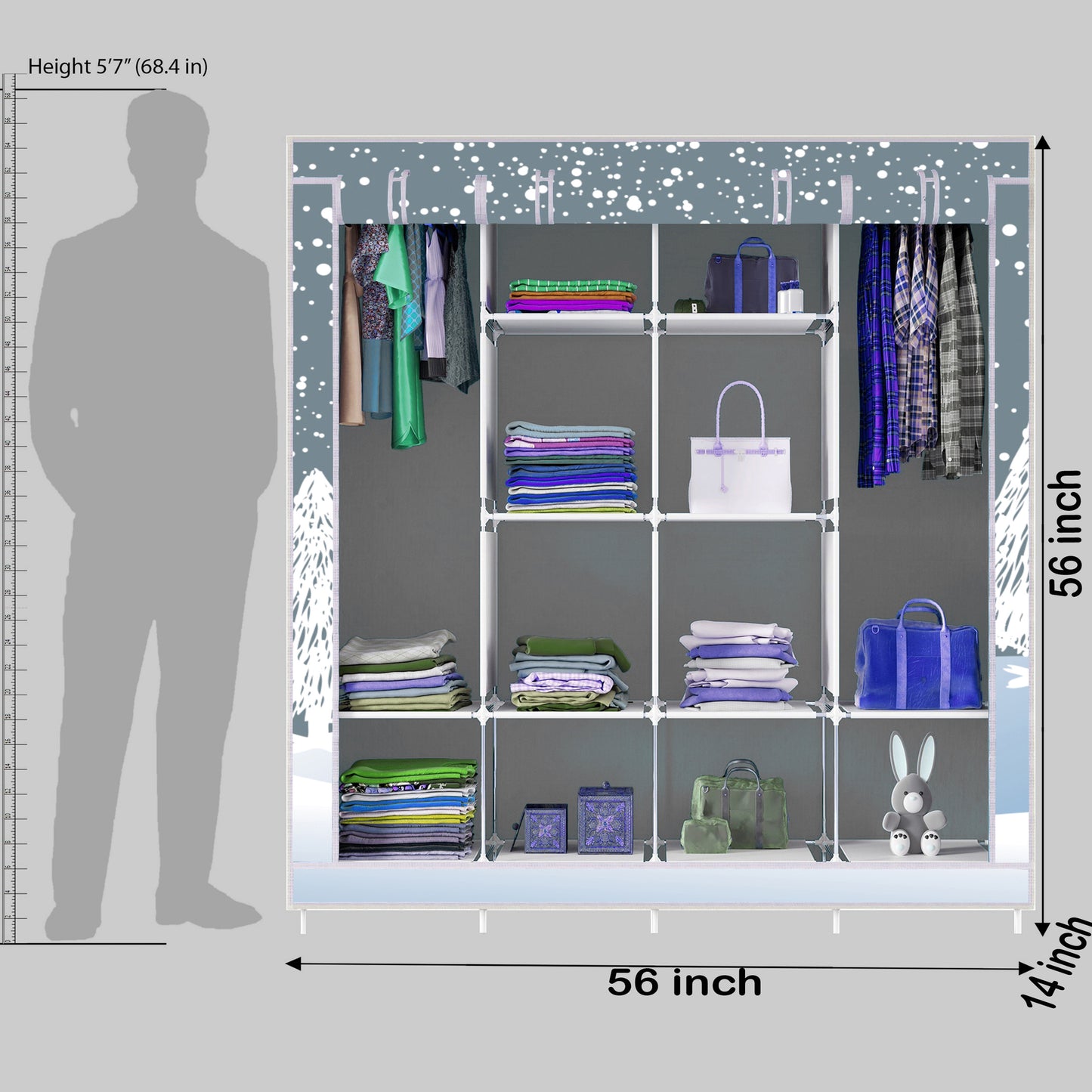 FurnishBite - D2 Printed Carbon Steel Collapsible Wardrobe  (13 Grey, DIY(Do-It-Yourself)