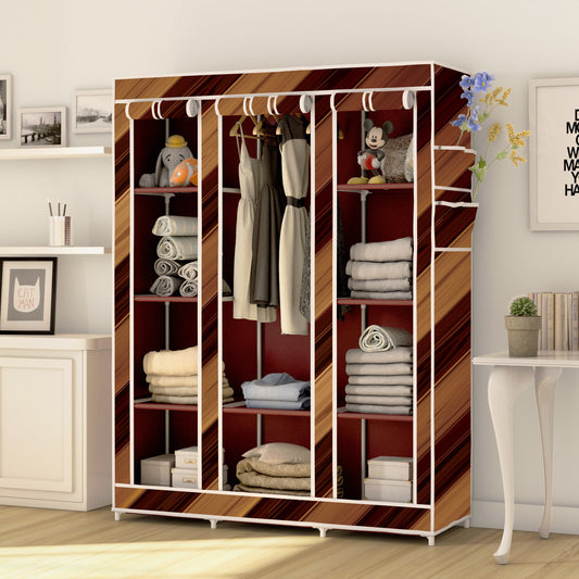 FurnishBite - C2 Printed Carbon Steel Collapsible Wardrobe  ( 14 Brown, DIY(Do-It-Yourself)