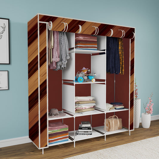 FurnishBite - C1 Printed Carbon Steel Collapsible Wardrobe  ( 14 Brown, DIY(Do-It-Yourself)