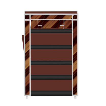 FurnishBite A5 5 Layer Collapsible Shoe Rack (Color - 14 Brown, DIY)