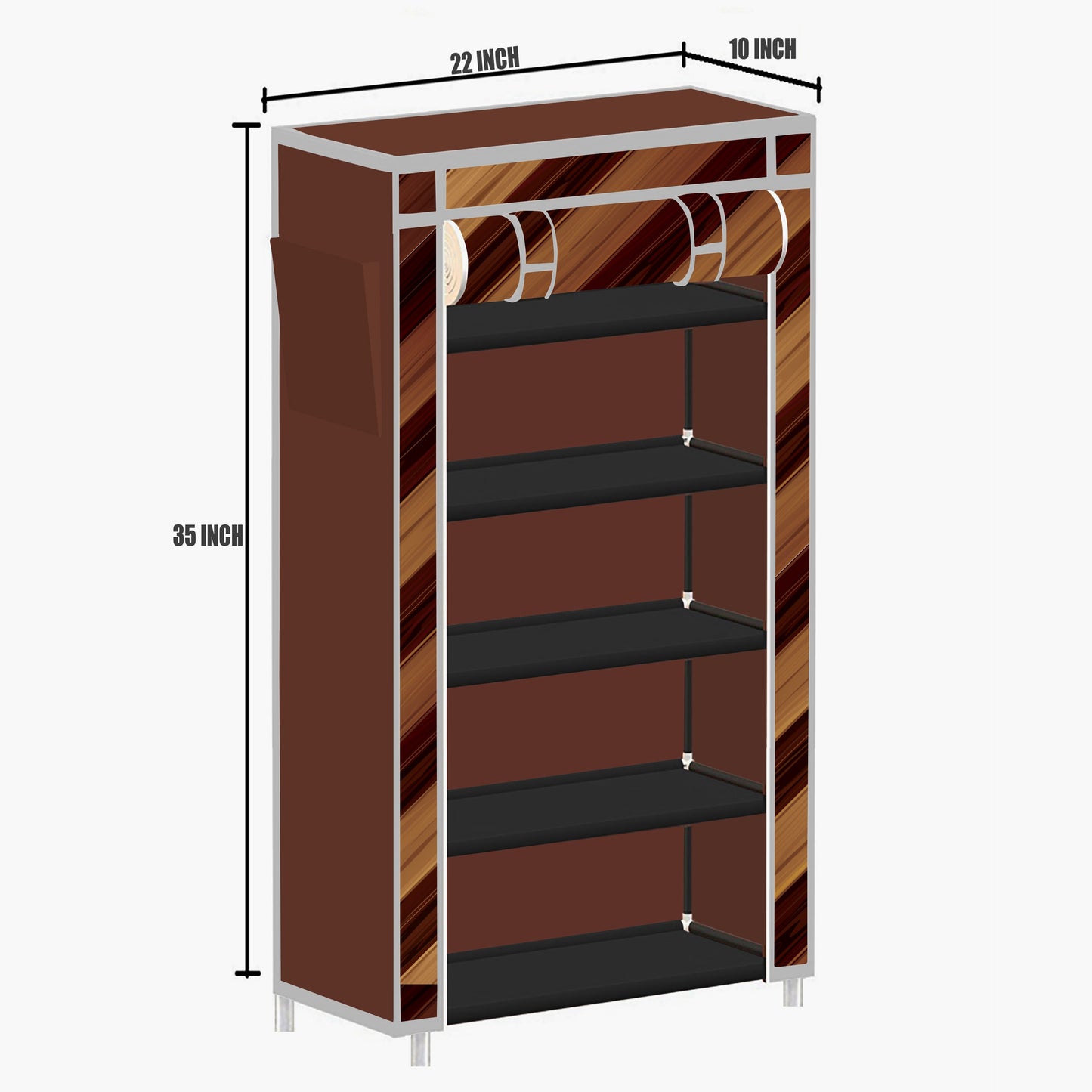 FurnishBite A5 5 Layer Collapsible Shoe Rack (Color - 14 Brown, DIY)