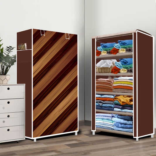 FurnishBite A5 5 Layer Collapsible Shoe Rack (Color - 14 Brown, DIY)