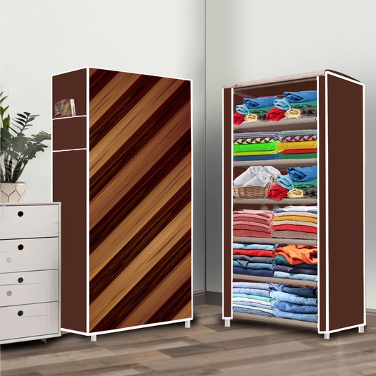 FurnishBite A6 6 Layer Collapsible Shoe Rack (Color - 14 Brown, DIY)
