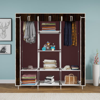 FurnishBite - C1 Printed Carbon Steel Collapsible Wardrobe  ( 15 Brown, DIY(Do-It-Yourself)