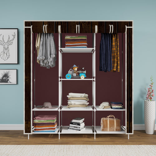 FurnishBite - C1 Printed Carbon Steel Collapsible Wardrobe  ( 15 Brown, DIY(Do-It-Yourself)