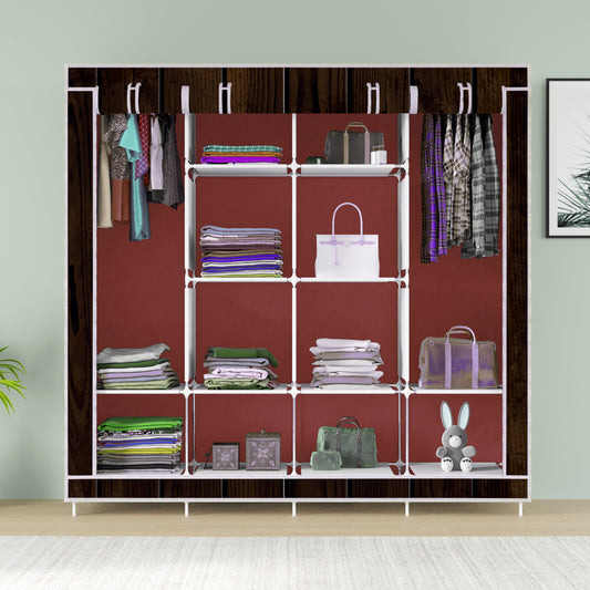 FurnishBite - D2 Printed Carbon Steel Collapsible Wardrobe  ( 15 Brown, DIY(Do-It-Yourself)