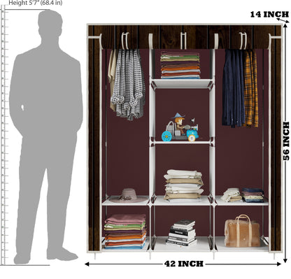 FurnishBite - C1 Printed Carbon Steel Collapsible Wardrobe  ( 15 Brown, DIY(Do-It-Yourself)