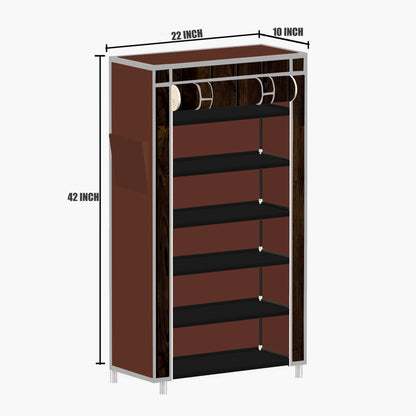 FurnishBite A6 6 Layer Collapsible Shoe Rack (Color - 15 Brown, DIY)