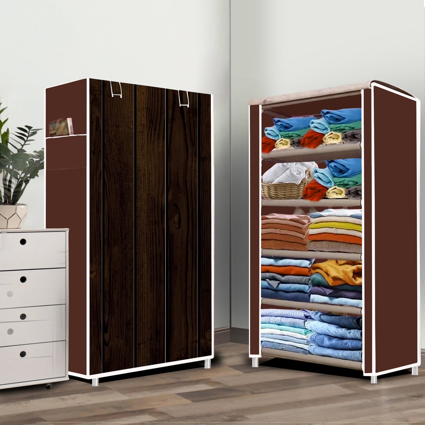 FurnishBite A5 5 Layer Collapsible Shoe Rack (Color - 15 Brown, DIY)