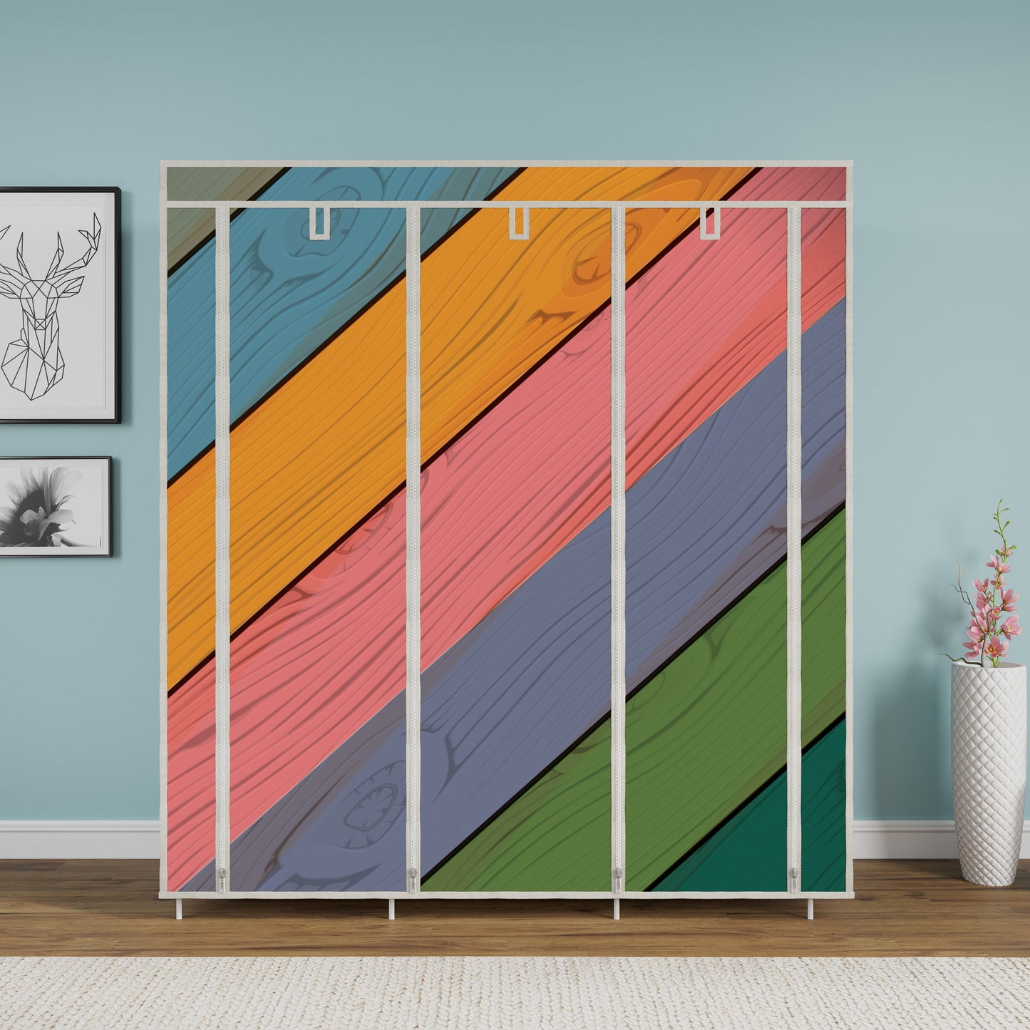 FurnishBite - C1 Printed Carbon Steel Collapsible Wardrobe  ( 16 Yellow, DIY(Do-It-Yourself) )
