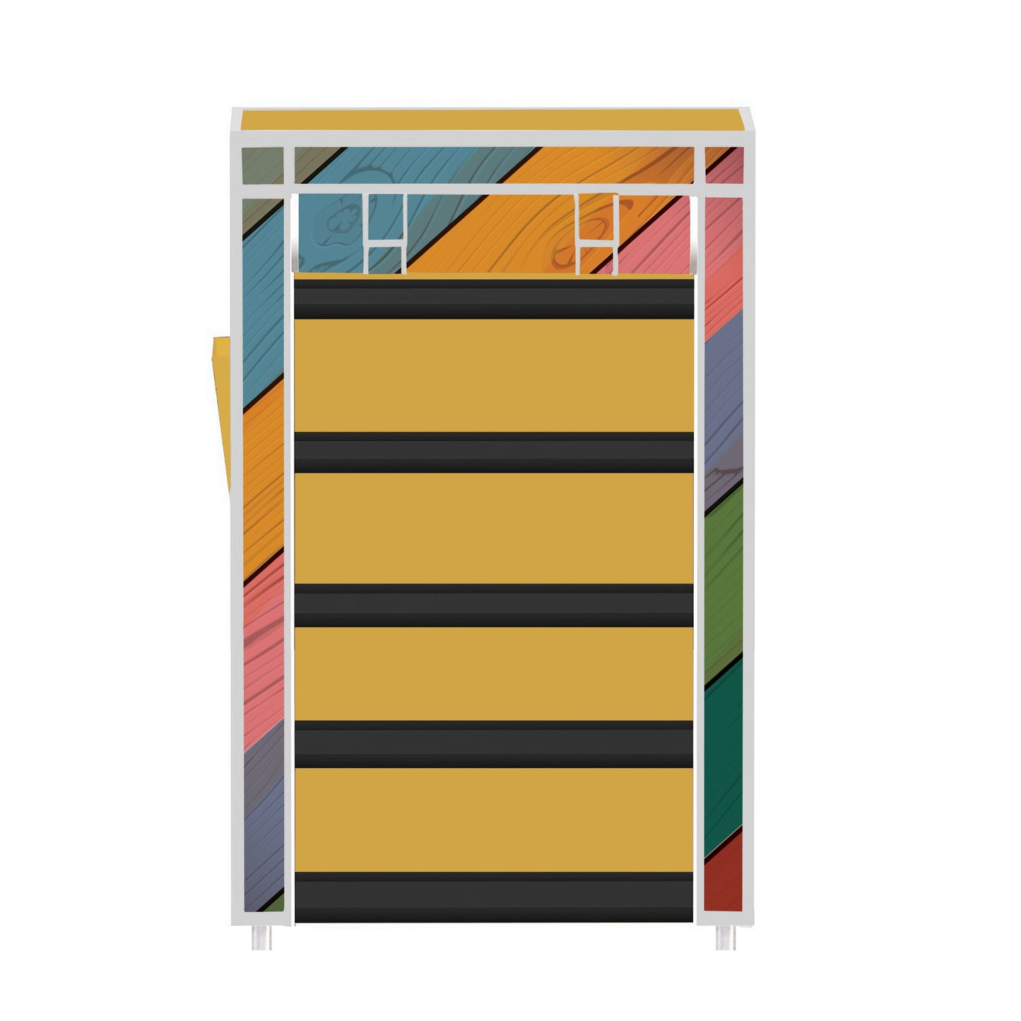 FurnishBite A5 5 Layer Collapsible Shoe Rack (Color - 16 Yellow, DIY)