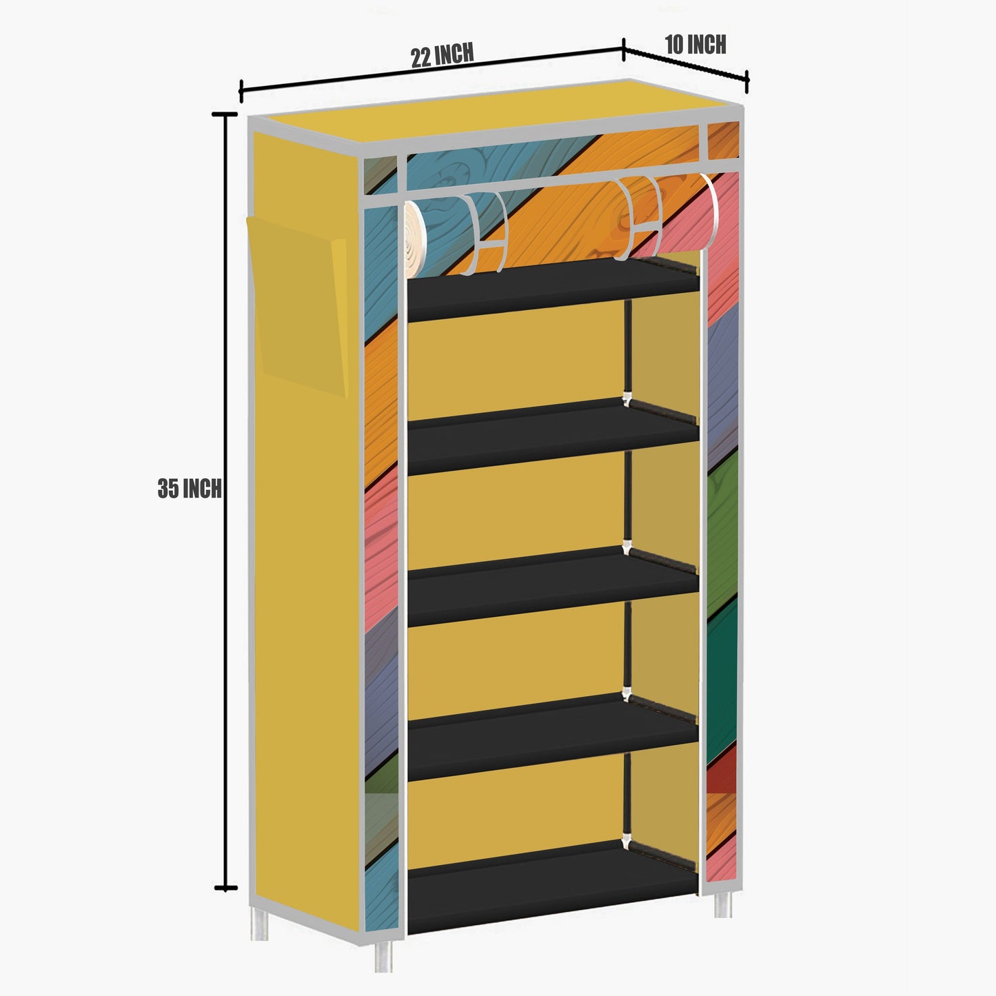 FurnishBite A5 5 Layer Collapsible Shoe Rack (Color - 16 Yellow, DIY)