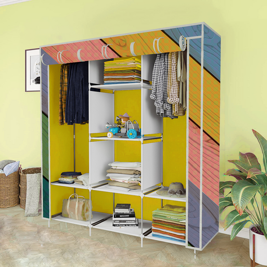 FurnishBite - C1 Printed Carbon Steel Collapsible Wardrobe  ( 16 Yellow, DIY(Do-It-Yourself) )