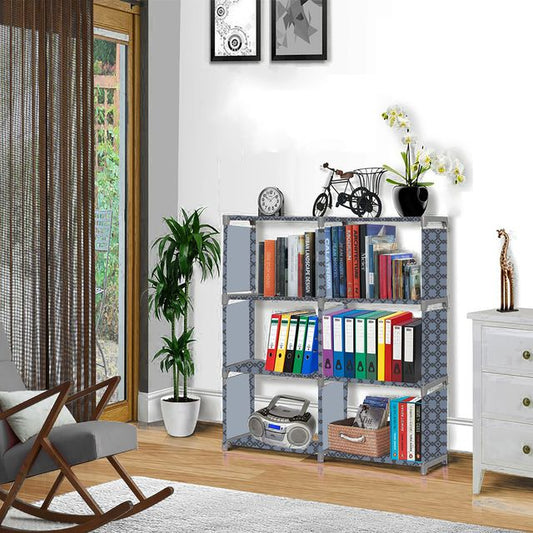 FurnishBite B6 6 Layer Collapsible Bookshelf for storing (Books, collectibles etc) (Color 1 Grey, DIY)