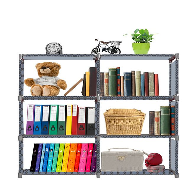 FurnishBite B6 6 Layer Collapsible Bookshelf for storing (Books, collectibles etc) (Color 1 Grey, DIY)