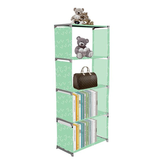 FurnishBite A5 5 Layer Collapsible Bookshelf for storing (Books, collectibles etc) (Color 5 Green, DIY)