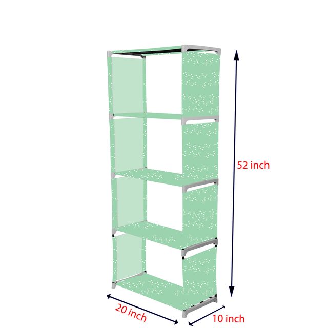 FurnishBite A5 5 Layer Collapsible Bookshelf for storing (Books, collectibles etc) (Color 5 Green, DIY)