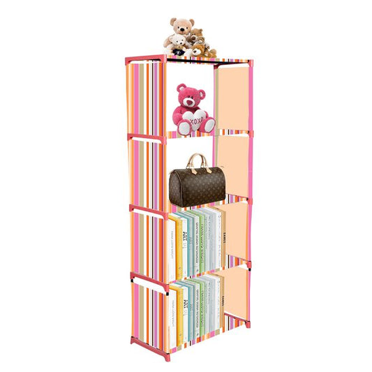FurnishBite A5 5 Layer Collapsible Bookshelf for storing (Books, collectibles etc) (Color 8 Orange, DIY)